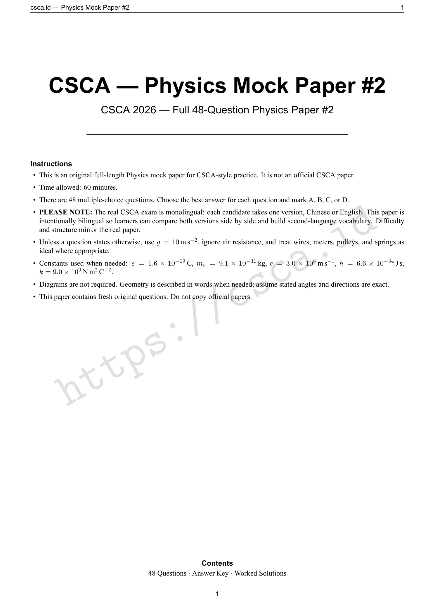 Physics Mock #2 — 48 Questions